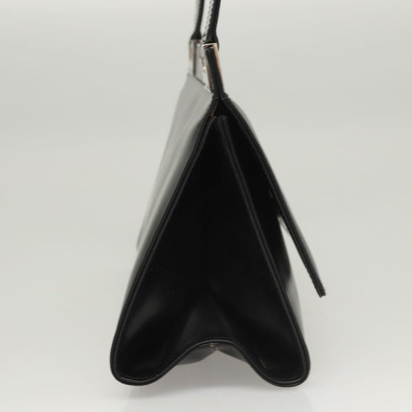 GUCCI Shoulder Bag Leather Black Silver Auth bs25488