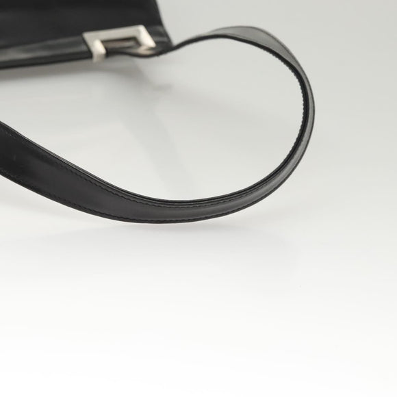 GUCCI Shoulder Bag Leather Black Silver Auth bs25488