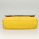 CHANEL Matelasse 2.55 Shoulder Bag Lamb Skin Yellow Silver CC Auth bs25489-6