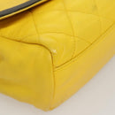 CHANEL Matelasse 2.55 Shoulder Bag Lamb Skin Yellow Silver CC Auth bs25489-15