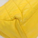CHANEL Matelasse 2.55 Shoulder Bag Lamb Skin Yellow Silver CC Auth bs25489-17