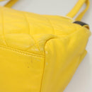 CHANEL Matelasse 2.55 Shoulder Bag Lamb Skin Yellow Silver CC Auth bs25489-14