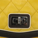 CHANEL Matelasse 2.55 Shoulder Bag Lamb Skin Yellow Silver CC Auth bs25489-15