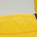 CHANEL Matelasse 2.55 Shoulder Bag Lamb Skin Yellow Silver CC Auth bs25489-3