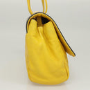 CHANEL Matelasse 2.55 Shoulder Bag Lamb Skin Yellow Silver CC Auth bs25489-6