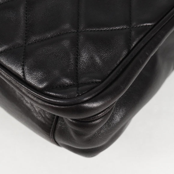 CHANEL Matelasse Tote Bag Lamb Skin Black Gold CC Auth bs25490A