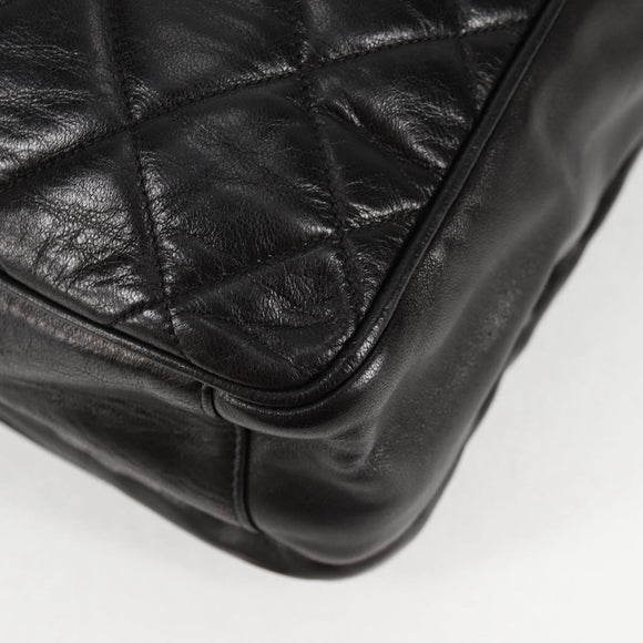 CHANEL Matelasse Tote Bag Lamb Skin Black Gold CC Auth bs25490A