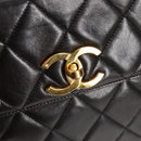 CHANEL Matelasse Tote Bag Lamb Skin Black Gold CC Auth bs25490A-18