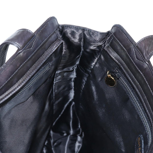 CHANEL Matelasse Tote Bag Lamb Skin Black Gold CC Auth bs25490A