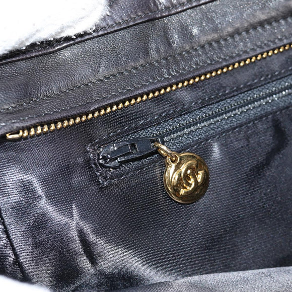 CHANEL Matelasse Tote Bag Lamb Skin Black Gold CC Auth bs25490A