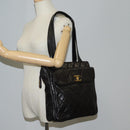CHANEL Matelasse Tote Bag Lamb Skin Black Gold CC Auth bs25490A-28