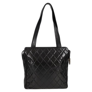 CHANEL Matelasse Tote Bag Lamb Skin Black Gold CC Auth bs25490V - 0