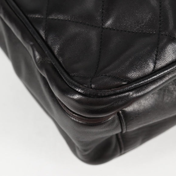 CHANEL Matelasse Tote Bag Lamb Skin Black Gold CC Auth bs25490A