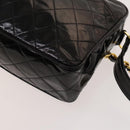 CHANEL Matelasse Chain Shoulder Bag Enamel Black Gold CC Auth bs25491-14