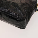 CHANEL Matelasse Chain Shoulder Bag Enamel Black Gold CC Auth bs25491-16