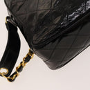CHANEL Matelasse Chain Shoulder Bag Enamel Black Gold CC Auth bs25491-17