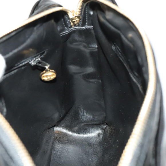 CHANEL Matelasse Chain Shoulder Bag Enamel Black Gold CC Auth bs25491