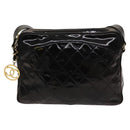 CHANEL Matelasse Chain Shoulder Bag Enamel Black Gold CC Auth bs25491-13