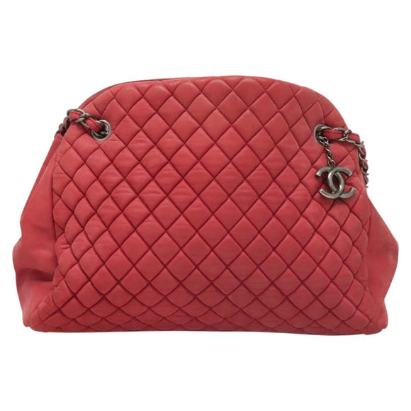 CHANEL Matelasse Chain Shoulder Bag Lamb Skin Pink Silver CC Auth bs25492