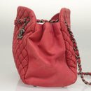 CHANEL Matelasse Chain Shoulder Bag Lamb Skin Pink Silver CC Auth bs25492-4