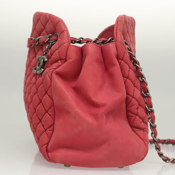 CHANEL Matelasse Chain Schoudertas Lamsleer Roze Zilveren CC Auth bs25492