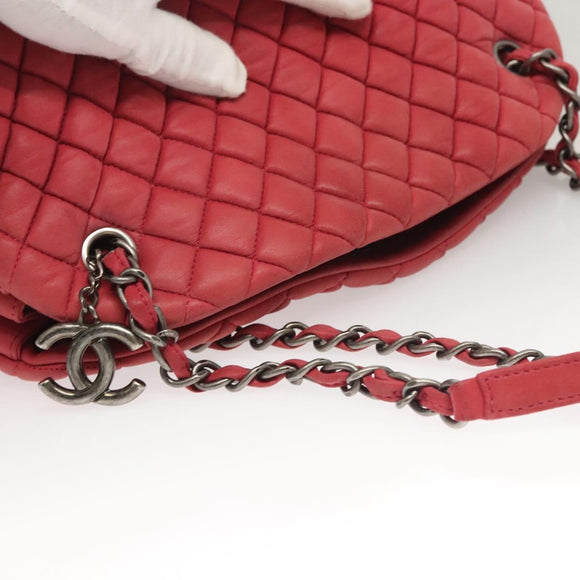CHANEL Matelasse Chain Schoudertas Lamsleer Roze Zilveren CC Auth bs25492