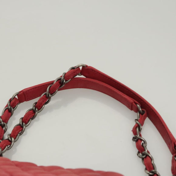 CHANEL Matelasse Chain Shoulder Bag Lamb Skin Pink Silver CC Auth bs25492