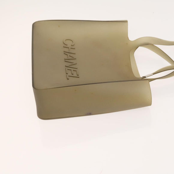 CHANEL Hand Bag Rubber Gray CC Auth bs25493