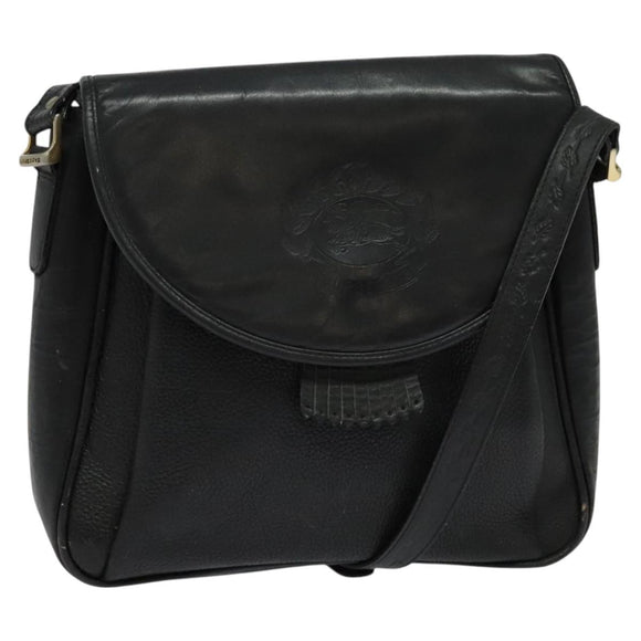 Burberrys Shoulder Bag Leather Black Gold Auth bs25497