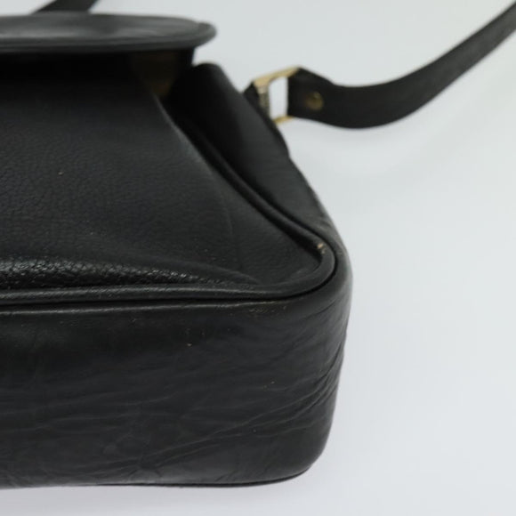Burberrys Shoulder Bag Leather Black Gold Auth bs25497