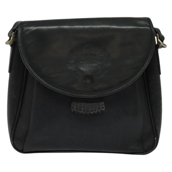 Burberrys Shoulder Bag Leather Black Gold Auth bs25497