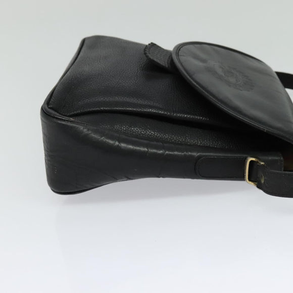 Burberrys Shoulder Bag Leather Black Gold Auth bs25497