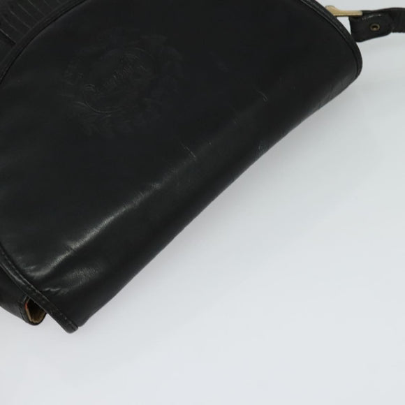 Burberrys Shoulder Bag Leather Black Gold Auth bs25497