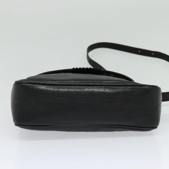 Burberrys Shoulder Bag Leather Black Gold Auth bs25497