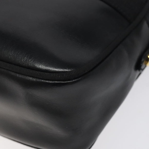 Salvatore Ferragamo Vala Shoulder Bag Leather Black Gold Auth bs25514