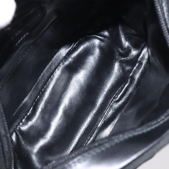 Salvatore Ferragamo Vala Shoulder Bag Leather Black Gold Auth bs25514