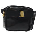 Salvatore Ferragamo Vala Shoulder Bag Leather Black Gold Auth bs25514-1