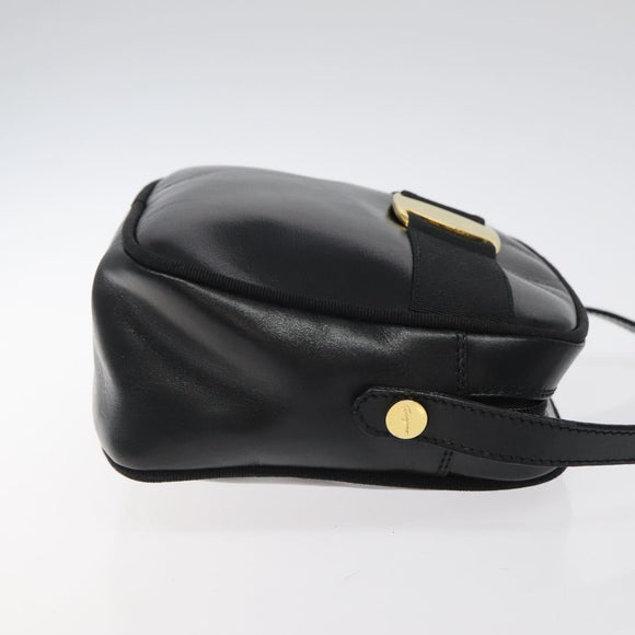 Salvatore Ferragamo Vala Shoulder Bag Leather Black Gold Auth bs25514