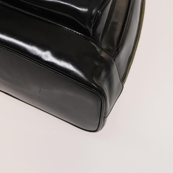 GUCCI Bamboo Shoulder Bag Enamel Black 003 2113 0127 Auth bs25525