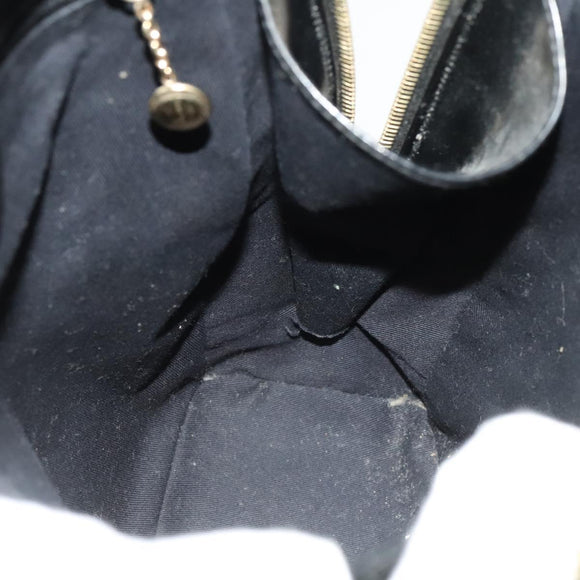 GUCCI Bamboo Shoulder Bag Enamel Black 003 2113 0127 Auth bs25525