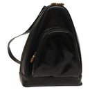 GUCCI Bamboo Shoulder Bag Enamel Black 003 2113 0127 Auth bs25525-1