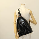GUCCI Bamboo Shoulder Bag Enamel Black 003 2113 0127 Auth bs25525-22