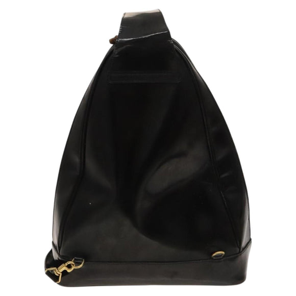 GUCCI Bamboo Shoulder Bag Enamel Black 003 2113 0127 Auth bs25525