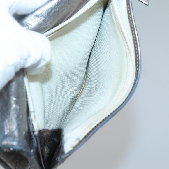 CHANEL 2.55 Matelasse Long Wallet Leather Silver CC Auth bs25537