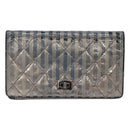 CHANEL 2.55 Matelasse Long Wallet Leather Silver CC Auth bs25537-2