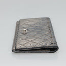 CHANEL 2.55 Matelasse Long Wallet Leather Silver CC Auth bs25537-4