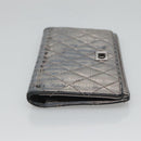CHANEL 2.55 Matelasse Long Wallet Leather Silver CC Auth bs25537-4