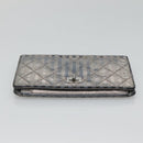 CHANEL 2.55 Matelasse Long Wallet Leather Silver CC Auth bs25537-7