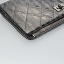 CHANEL 2.55 Matelasse Long Wallet Leather Silver CC Auth bs25537-14