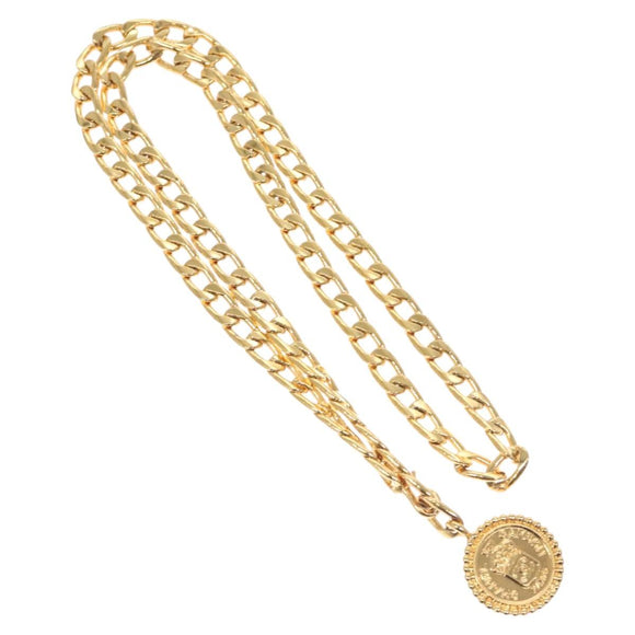 CHANEL Chain Belt metal Gold CC Auth bs25546